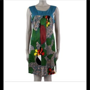 Sleeveless Abstract Floral Print Dress, sz 6